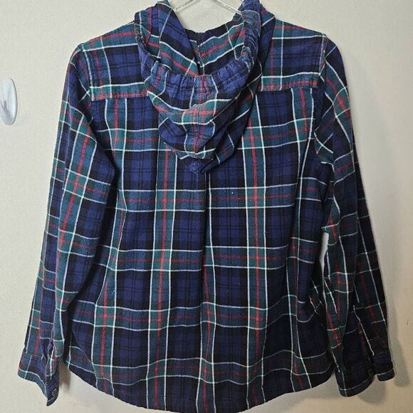 L.L. Bean Women's Scotch Plaid Flannel Tartan Shirt, Relaxed Zip Hoodie Medium - Picture 5 of 5